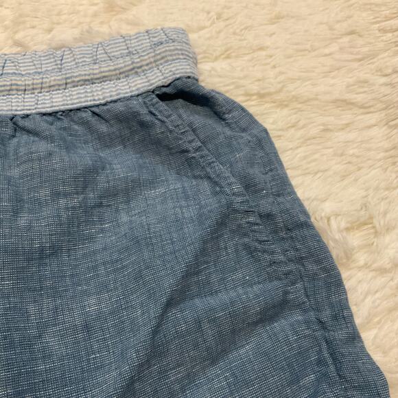 Lou & Grey 100% Linen Blue Chambray Pull On Casual Shorts - Size XS - Picture 2 of 8